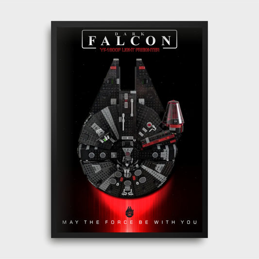 Personalised Star Wars LEGO The Dark Falcon 75389, LED Wall Mounted Display Frame