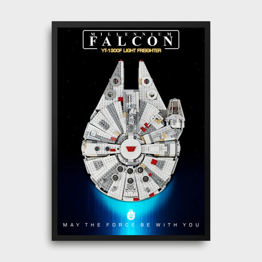 Personalised Star Wars LEGO Milennium Falcon 75105, LED Wall Mounted Display Frame
