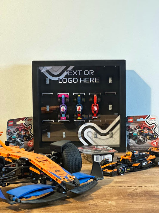 Personalised LEGO F1 minifigure collectible display frame compatible with 71049 custom printed