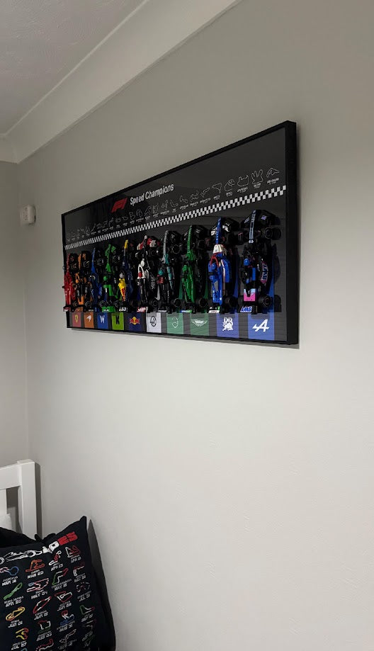 Personalised F1 LEGO Speed Champions 2025 Collection, Aluminium Wall Mounted Display Frame
