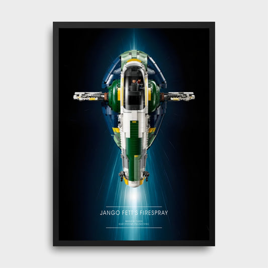Personalised Star Wars LEGO® Jango Fett's Firespray-Class Starship 75409, LED Wall Mounted Display Frame