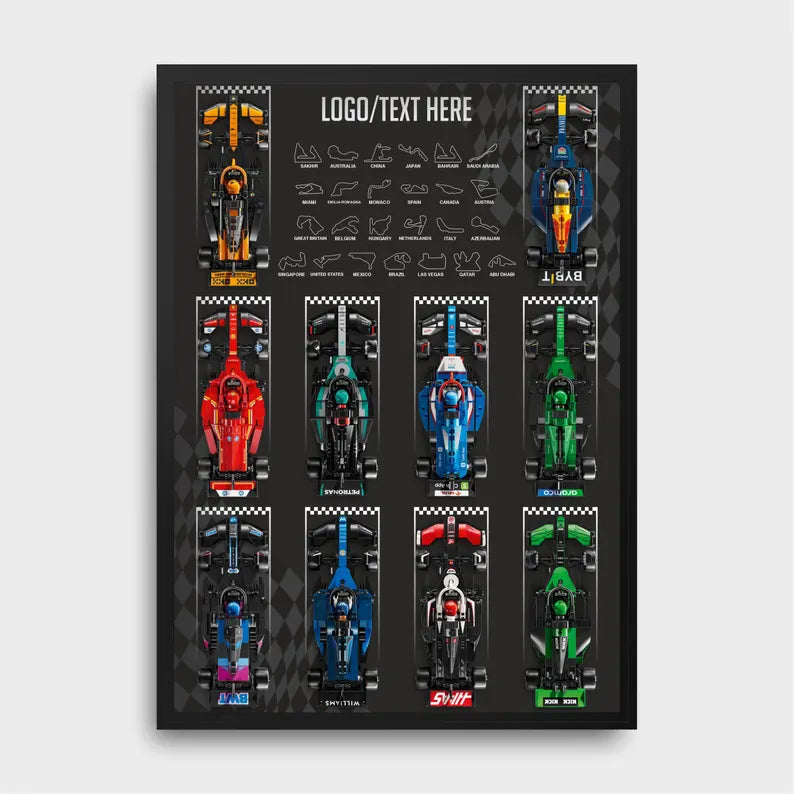 Personalised F1 LEGO Speed Champions 2025 Collection, Wall Mounted Display Frame